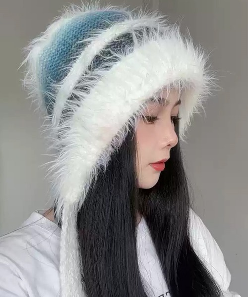 DAY CLOSET(デイ クローゼット)の「レディース イヤーマフ風グラデミックスシャギーニットキャップ バラボネット 耳当て(ニットキャップ/ビーニー・レディース・ブラウン/ピンク/グリーン/グレー/ブルー・ONE SIZE)」の4枚目の写真