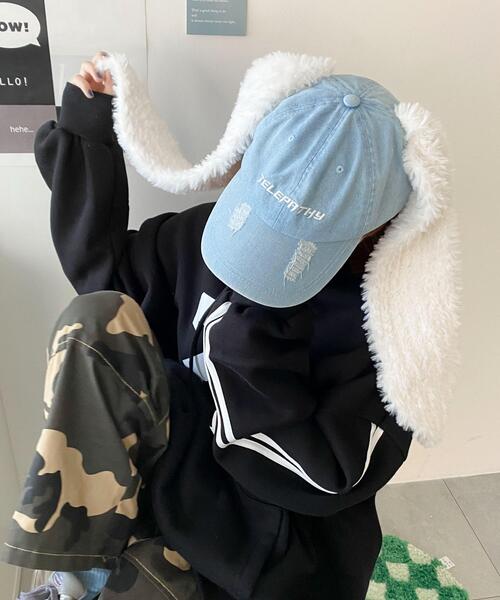 WEGO（ウィゴー）の「WEGO/モコモコウサミミデニムキャップ（キャップ・レディース・ブラック系その他/スカイブルー・FREE）」の2枚目の写真