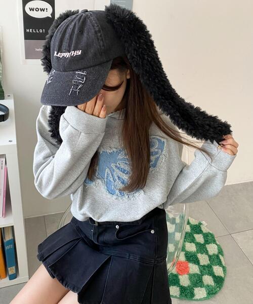 WEGO（ウィゴー）の「WEGO/モコモコウサミミデニムキャップ（キャップ・レディース・ブラック系その他/スカイブルー・FREE）」の5枚目の写真