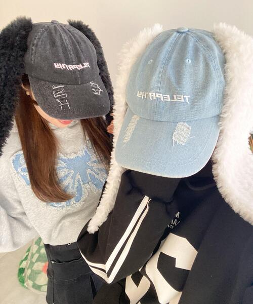 WEGO（ウィゴー）の「WEGO/モコモコウサミミデニムキャップ（キャップ・レディース・ブラック系その他/スカイブルー・FREE）」の3枚目の写真