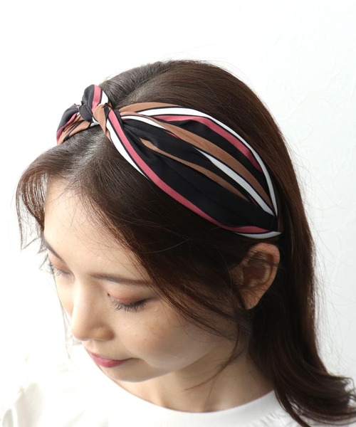 Three Four Time（ｽﾘｰﾌｫｰﾀｲﾑ）の「マルチボーダーカチューシャ（カチューシャ・レディース・ブラック/ブラウン/アイボリー・FREE）」の8枚目の写真
