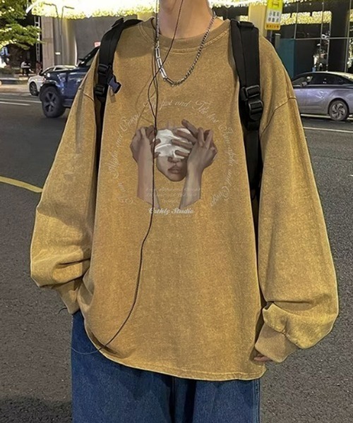 link lot（リンクロット）の「【秋冬】ヴィンテージライクビッグプリントロンT（Tシャツ/カットソー・メンズ・パープル/ブラック/ブルー/イエロー・M/L）」の4枚目の写真