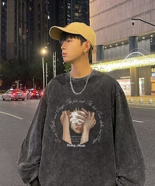 link lot（リンクロット）の「【秋冬】ヴィンテージライクビッグプリントロンT（Tシャツ/カットソー・メンズ・パープル/ブラック/ブルー/イエロー・M/L）」の6枚目の写真