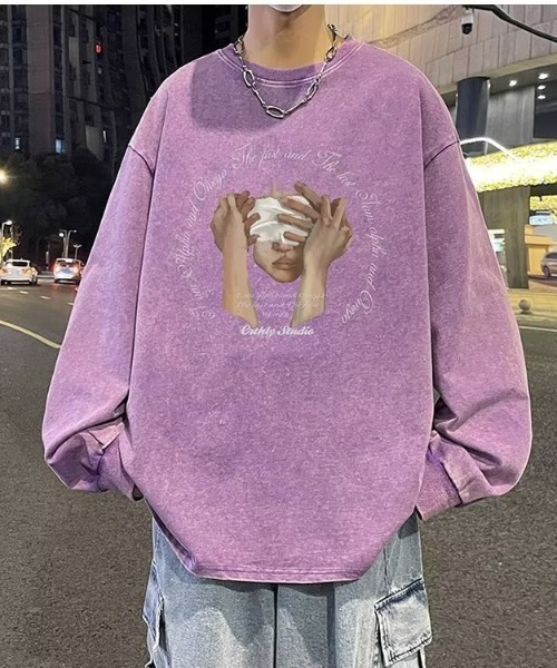link lot（リンクロット）の「【秋冬】ヴィンテージライクビッグプリントロンT（Tシャツ/カットソー・メンズ・パープル/ブラック/ブルー/イエロー・M/L）」の10枚目の写真