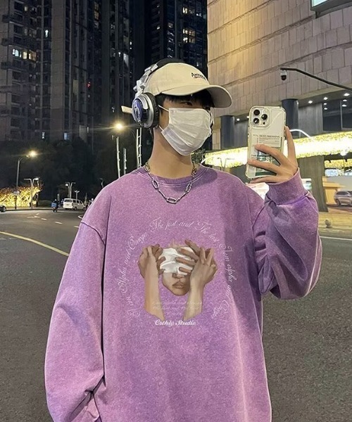 link lot（リンクロット）の「【秋冬】ヴィンテージライクビッグプリントロンT（Tシャツ/カットソー・メンズ・パープル/ブラック/ブルー/イエロー・M/L）」の11枚目の写真