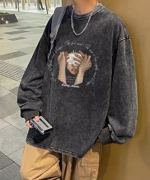 link lot（リンクロット）の「【秋冬】ヴィンテージライクビッグプリントロンT（Tシャツ/カットソー・メンズ・パープル/ブラック/ブルー/イエロー・M/L）」の5枚目の写真