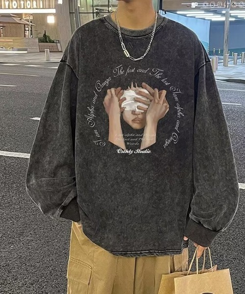 link lot（リンクロット）の「【秋冬】ヴィンテージライクビッグプリントロンT（Tシャツ/カットソー・メンズ・パープル/ブラック/ブルー/イエロー・M/L）」の7枚目の写真