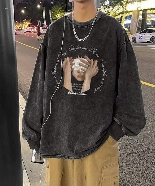 link lot（リンクロット）の「【秋冬】ヴィンテージライクビッグプリントロンT（Tシャツ/カットソー・メンズ・パープル/ブラック/ブルー/イエロー・M/L）」の8枚目の写真