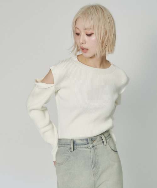 ENVYM（アンビー）の「マルチウェイリブニット（ニット/セーター・レディース・ホワイト/グレー/ブルー・FREE）」の10枚目の写真
