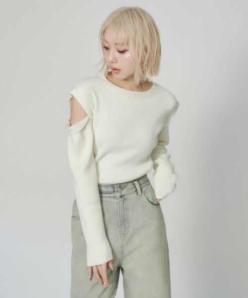 ENVYM（アンビー）の「マルチウェイリブニット（ニット/セーター・レディース・ホワイト/グレー/ブルー・FREE）」の11枚目の写真