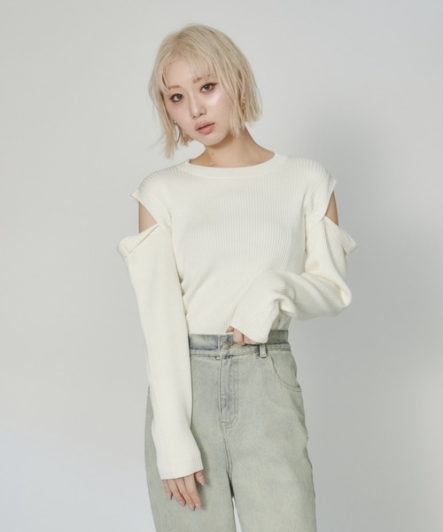 ENVYM（アンビー）の「マルチウェイリブニット（ニット/セーター・レディース・ホワイト/グレー/ブルー・FREE）」の12枚目の写真