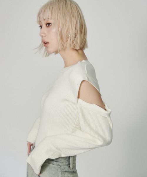ENVYM（アンビー）の「マルチウェイリブニット（ニット/セーター・レディース・ホワイト/グレー/ブルー・FREE）」の13枚目の写真