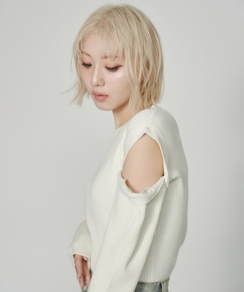 ENVYM（アンビー）の「マルチウェイリブニット（ニット/セーター・レディース・ホワイト/グレー/ブルー・FREE）」の14枚目の写真