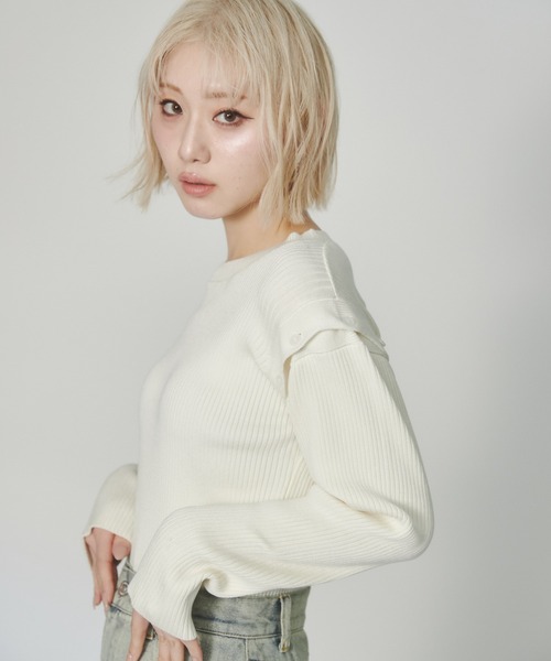 ENVYM（アンビー）の「マルチウェイリブニット（ニット/セーター・レディース・ホワイト/グレー/ブルー・FREE）」の15枚目の写真