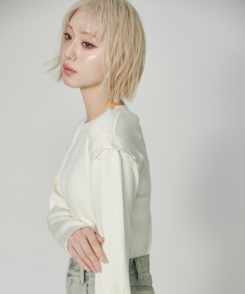 ENVYM（アンビー）の「マルチウェイリブニット（ニット/セーター・レディース・ホワイト/グレー/ブルー・FREE）」の16枚目の写真