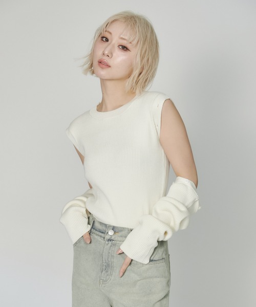 ENVYM（アンビー）の「マルチウェイリブニット（ニット/セーター・レディース・ホワイト/グレー/ブルー・FREE）」の18枚目の写真