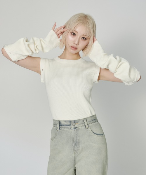 ENVYM（アンビー）の「マルチウェイリブニット（ニット/セーター・レディース・ホワイト/グレー/ブルー・FREE）」の20枚目の写真