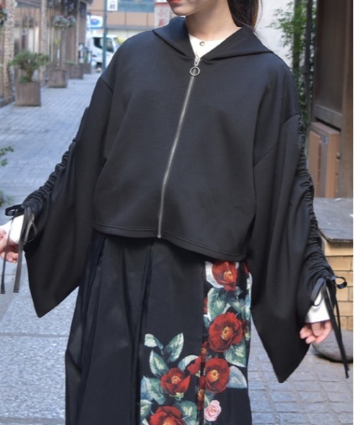 axes femme（アクシーズファム）の「ドロストスリーブパーカー（パーカー・レディース・ブラック/ネイビー・FREE）」の2枚目の写真