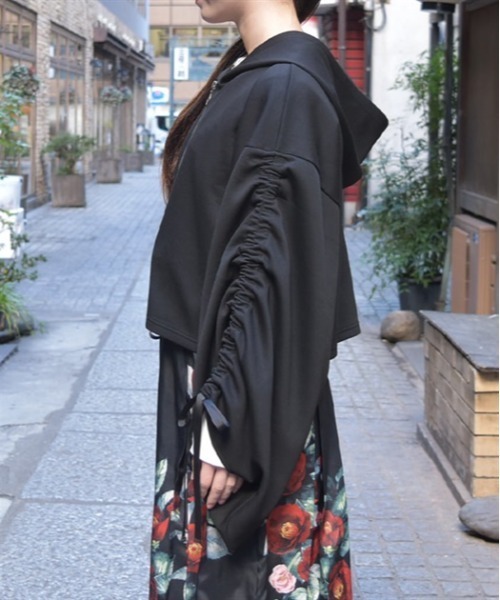 axes femme（アクシーズファム）の「ドロストスリーブパーカー（パーカー・レディース・ブラック/ネイビー・FREE）」の5枚目の写真