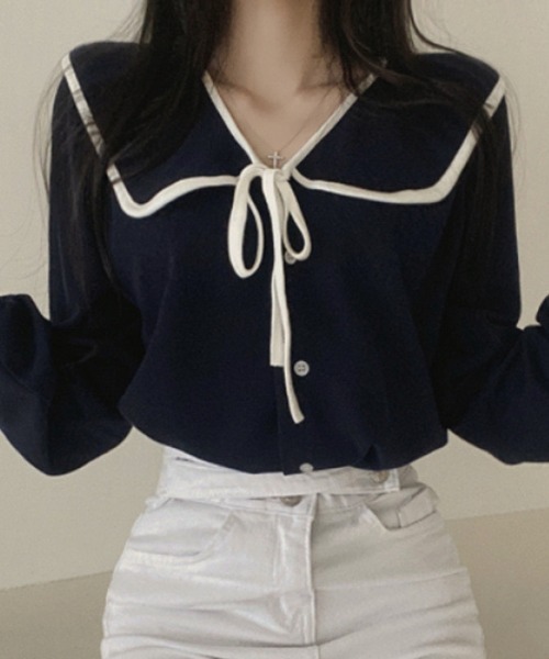 PEACE NOW ジップアップ 半袖セーラーブラウス シャツ ゴシック M mikke（ミッケ）の「シアーセーラーカラーブラウス（シャツ