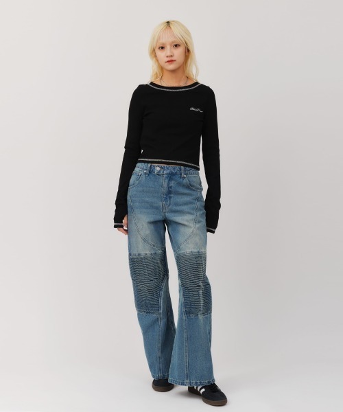 atmos pink(アトモスピンク)の「atmos pink Biker Denim Pants / アトモス ピンク バイカー デニム パンツ(その他パンツ・レディース・ブルー/ブラック・M/S/XS)」の4枚目の写真