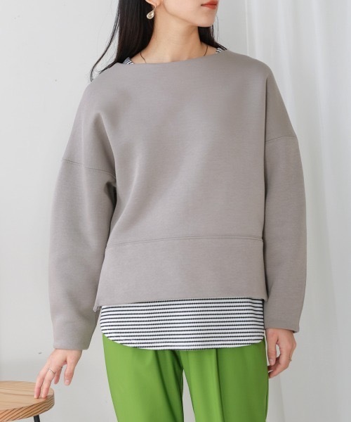 Bou Jeloud(ブージュルード)の「軽やかボンディングZIPプルオーバー(Tシャツ/カットソー・レディース・グレー/ベージュ/ブラック・FREE)」の11枚目の写真