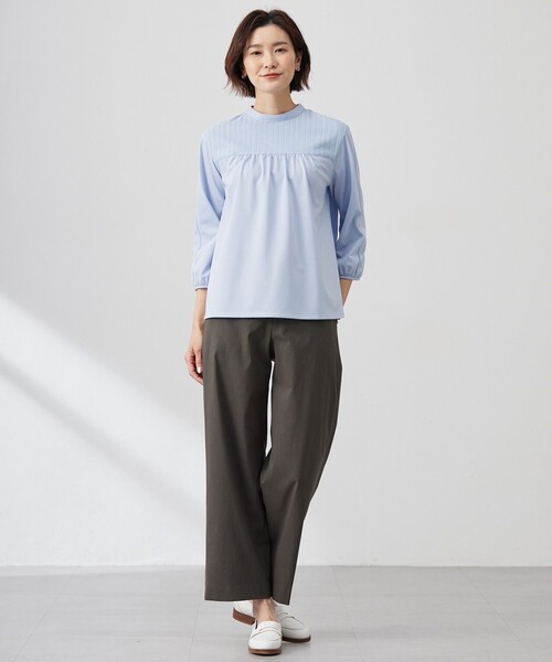 J.PRESS(ジェイプレス)の「【洗える】プレーティングジャージー モックネックカットソー(Tシャツ/カットソー・レディース・ホワイト系/ネイビー系/サックスブルー系・T13/T15)」の9枚目の写真
