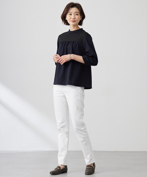 J.PRESS(ジェイプレス)の「【洗える】プレーティングジャージー モックネックカットソー(Tシャツ/カットソー・レディース・ホワイト系/ネイビー系/サックスブルー系・T13/T15)」の13枚目の写真