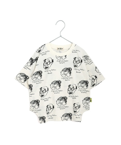 MAKE YOUR DAY（メイクユアデイ）の「じいちゃんばあちゃん総柄半袖Tシャツ■80～140cm（Tシャツ/カットソー・キッズ・オフホワイト/ミント・80/90/100/110/120/130/140）」の8枚目の写真