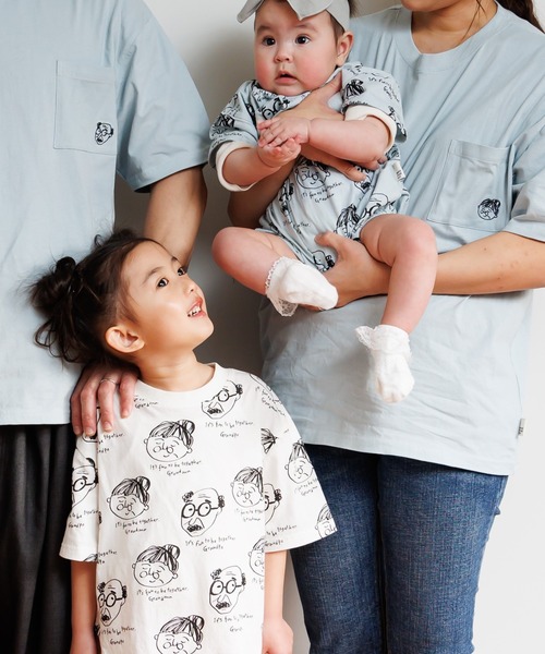 MAKE YOUR DAY（メイクユアデイ）の「じいちゃんばあちゃん総柄半袖Tシャツ■80～140cm（Tシャツ/カットソー・キッズ・オフホワイト/ミント・80/90/100/110/120/130/140）」の15枚目の写真