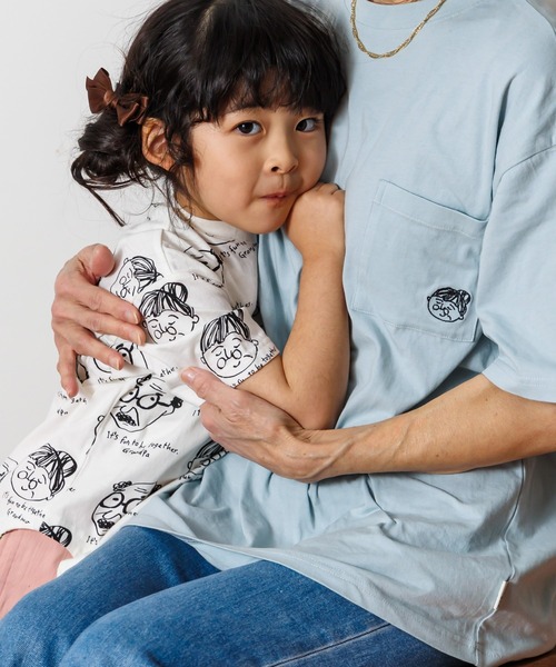 MAKE YOUR DAY（メイクユアデイ）の「じいちゃんばあちゃん総柄半袖Tシャツ■80～140cm（Tシャツ/カットソー・キッズ・オフホワイト/ミント・80/90/100/110/120/130/140）」の19枚目の写真