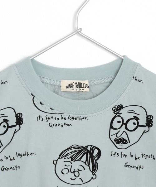 MAKE YOUR DAY（メイクユアデイ）の「じいちゃんばあちゃん総柄半袖Tシャツ■80～140cm（Tシャツ/カットソー・キッズ・オフホワイト/ミント・80/90/100/110/120/130/140）」の21枚目の写真
