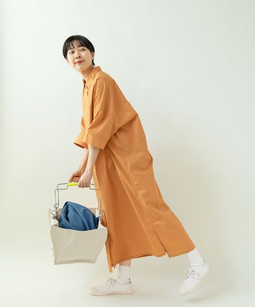 PAR ICI（パーリッシィ）の「ブロード BIGシャツワンピース（シャツワンピース・レディース・オレンジ/ダークブラウン/グリーン・FREE）」の5枚目の写真