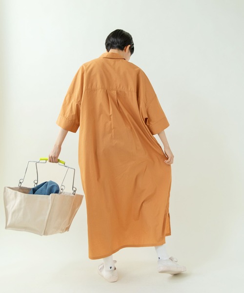 PAR ICI（パーリッシィ）の「ブロード BIGシャツワンピース（シャツワンピース・レディース・オレンジ/ダークブラウン/グリーン・FREE）」の6枚目の写真