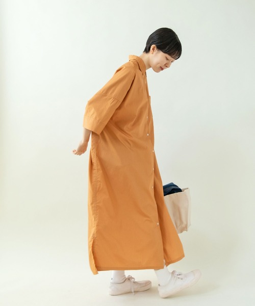 PAR ICI（パーリッシィ）の「ブロード BIGシャツワンピース（シャツワンピース・レディース・オレンジ/ダークブラウン/グリーン・FREE）」の7枚目の写真