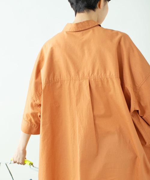 PAR ICI（パーリッシィ）の「ブロード BIGシャツワンピース（シャツワンピース・レディース・オレンジ/ダークブラウン/グリーン・FREE）」の11枚目の写真