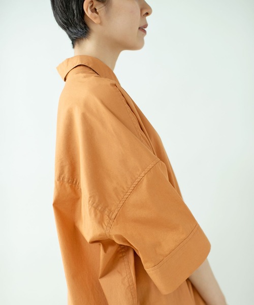 PAR ICI（パーリッシィ）の「ブロード BIGシャツワンピース（シャツワンピース・レディース・オレンジ/ダークブラウン/グリーン・FREE）」の12枚目の写真