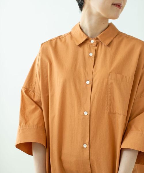 PAR ICI（パーリッシィ）の「ブロード BIGシャツワンピース（シャツワンピース・レディース・オレンジ/ダークブラウン/グリーン・FREE）」の10枚目の写真