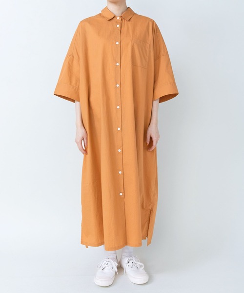 PAR ICI（パーリッシィ）の「ブロード BIGシャツワンピース（シャツワンピース・レディース・オレンジ/ダークブラウン/グリーン・FREE）」の14枚目の写真