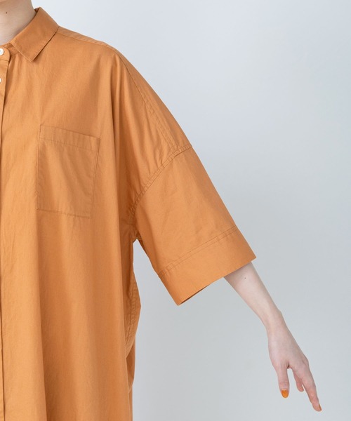 PAR ICI（パーリッシィ）の「ブロード BIGシャツワンピース（シャツワンピース・レディース・オレンジ/ダークブラウン/グリーン・FREE）」の20枚目の写真