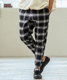 mp13233- Stretch Check Fabric Tapered Pants チェック柄テーパードパンツ