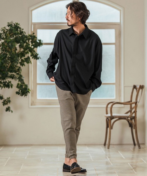 Magine(マージン)の「mp13233- Stretch Check Fabric Tapered Pants チェック柄テーパードパンツ(その他パンツ・メンズ・ベージュ/グレー/ブラック・44/46/48)」の13枚目の写真
