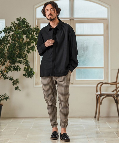 Magine(マージン)の「mp13233- Stretch Check Fabric Tapered Pants チェック柄テーパードパンツ(その他パンツ・メンズ・ベージュ/グレー/ブラック・44/46/48)」の14枚目の写真
