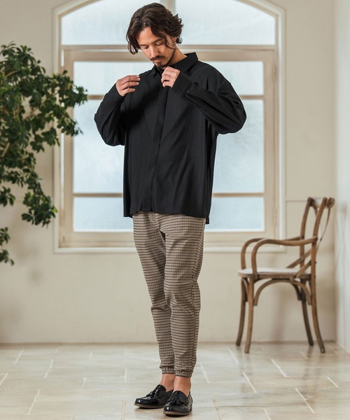 Magine(マージン)の「mp13233- Stretch Check Fabric Tapered Pants チェック柄テーパードパンツ(その他パンツ・メンズ・ベージュ/グレー/ブラック・44/46/48)」の15枚目の写真
