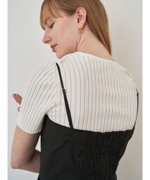 ELENDEEK | シアーストライプハーフスリーブニット(ニット/セーター)