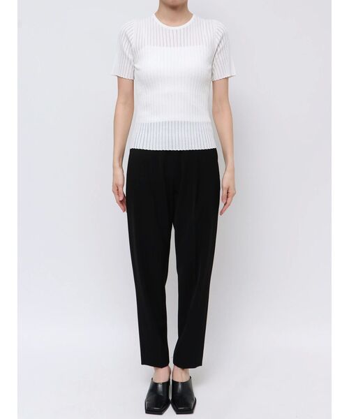 ELENDEEK(エレンディーク)の「シアーストライプハーフスリーブニット(ニット/セーター・レディース・ブラック/オフホワイト/ブラウン/イエロー・FREE)」の21枚目の写真