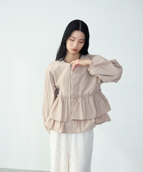【ユニコーン品】ノーカラージャケット　ツィード　ペプラム　フリル lpg231-1739_m.jpg