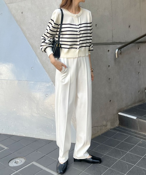 Futier land（フューティアランド）の「ポンチピンタックストレートパンツ（スラックス・レディース・ホワイト/ブラック/チャコールグレー・SMALL/MEDIUM/LARGE）」の9枚目の写真