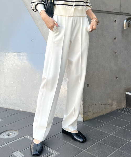 Futier land（フューティアランド）の「ポンチピンタックストレートパンツ（スラックス・レディース・ホワイト/ブラック/チャコールグレー・SMALL/MEDIUM/LARGE）」の12枚目の写真