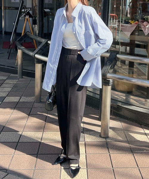 Futier land（フューティアランド）の「ポンチピンタックストレートパンツ（スラックス・レディース・ホワイト/ブラック/チャコールグレー・SMALL/MEDIUM/LARGE）」の16枚目の写真